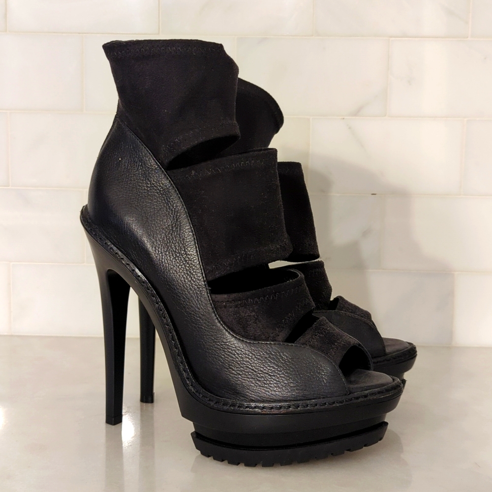 Herve Leger Oribel Open Toe Platform Booties